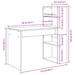 vidaXL Bureau avec rangement chêne noir 113x54x120 cm Bois d'ingénierie