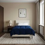 vidaXL Duvet d'été simple Matelassé Bleu foncé 135 x 200 cm Microfibre