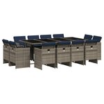vidaXL Ensemble à manger de jardin avec coussins 13 Pièces résine tressée