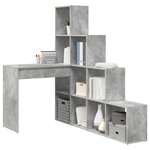 vidaXL Bureau d'angle avec étagère Gris béton 101 5 x 149 5 x 149 5 cm