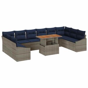 vidaXL Ensemble de canapé de jardin 11 Pièces Gris Poly rotin