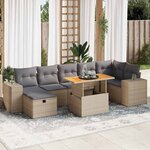 vidaXL Salon de jardin avec coussins 5 Pièces beige résine tressée acacia