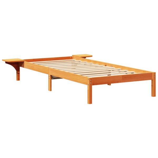 vidaXL Cadre de lit avec tables de chevet Marron Marron cire