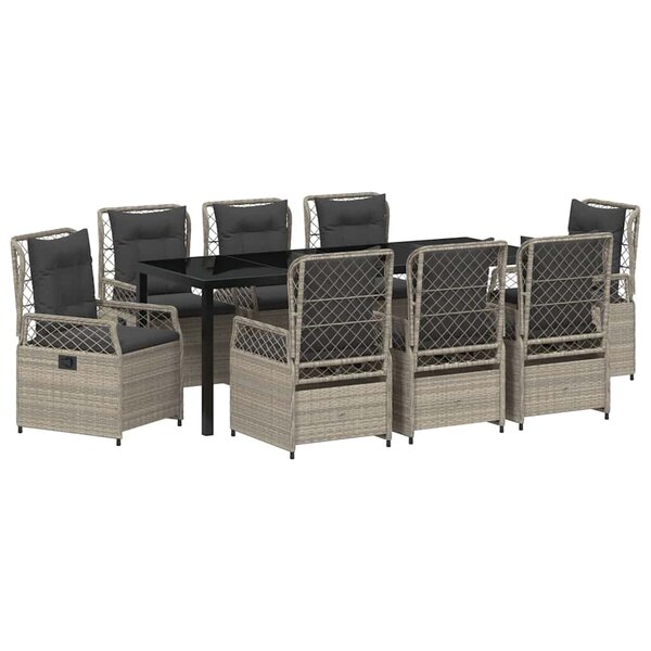 vidaXL Ensemble de salle à manger pour jardin 9 Pièces Gris clair