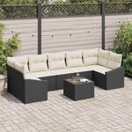 vidaXL Ensemble de canapé de jardin 8 Pièces Noir  Crème 55 x 55 x 37 cm
