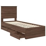 vidaXL Cadre de lit avec tiroir Chêne brun 75 x 190 cm Bois Ingénierie