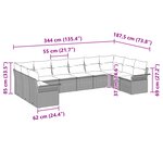 vidaXL Ensemble de canapé de jardin de 10 pièces avec coussins Beige Rattan Poly