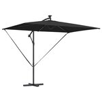 vidaXL Parasol banane à mât déporté Noir 294 x 200 x 254 cm