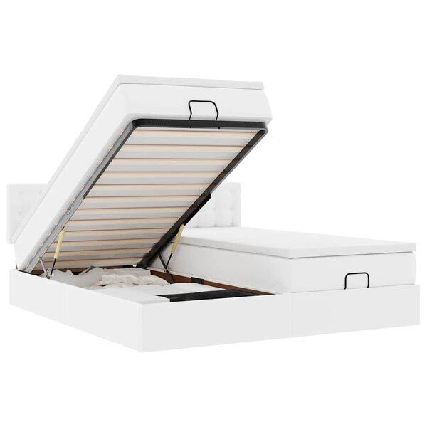 VidaXL Cadre de lit ottoman avec matelas blanc 180x200 cm similicuir