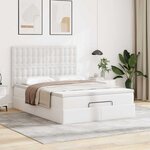 VidaXL Cadre de lit ottoman avec matelas blanc 140x190 cm similicuir