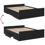 vidaXL Cadre de lit avec tiroirs sans matelas noir 140x190 cm