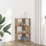 vidaXL Bibliothèque d'angle 3 niveaux chêne artisanal bois ingénierie