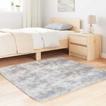 vidaXL Tapis shaggy à poils longs NAVARRA gris argenté 120x120 cm