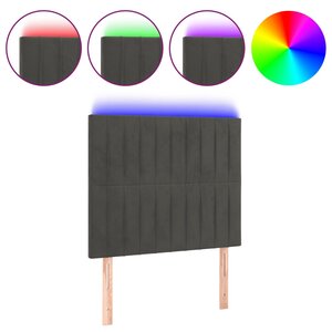 vidaXL Tête de lit à LED Gris foncé 90x5x118/128 cm Velours