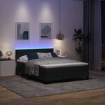 vidaXL Lit à ressort LED avec matelas Noir 160 x 200 cm Velours