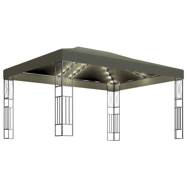 vidaXL Tonnelle avec guirlande lumineuse à LED 3x4 m Taupe Tissu