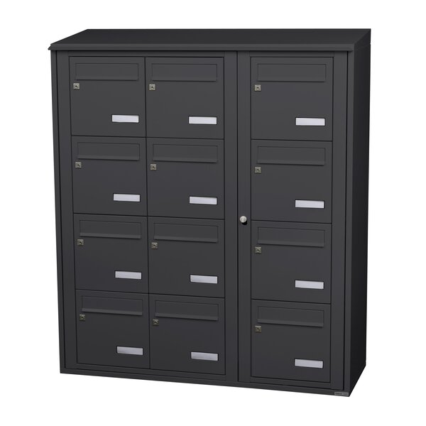 Bloc collectif Leabox  3x4  grade 3  simple face  extérieur  fixation murale  gris anthracite ral 7016 finition brillante