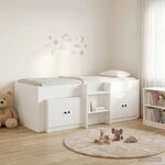 vidaXL Cadre de lit en loft avec armoire 3 Pièces Blanc Bois d'ingénierie