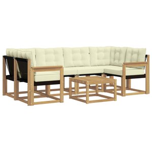 vidaXL Ensemble de canapés d'extérieur 7 pc Blanc et crème
