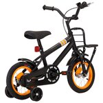 vidaXL Vélo d'enfant avec porte-bagages avant 12 pouces Noir et orange