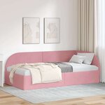vidaXL Cadre de lit d'angle avec tête de lit Rose 90 cm x 190 cm tissu