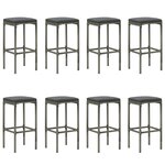 vidaXL Ensemble de bar de jardin 9 Pièces et coussins Résine tressée Gris