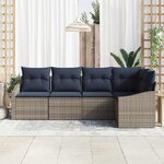 vidaXL Ensemble de canapé de jardin 5 Pièces Gris et bleu marine