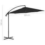 vidaXL Parasol déporté avec mât en acier 300 cm Noir