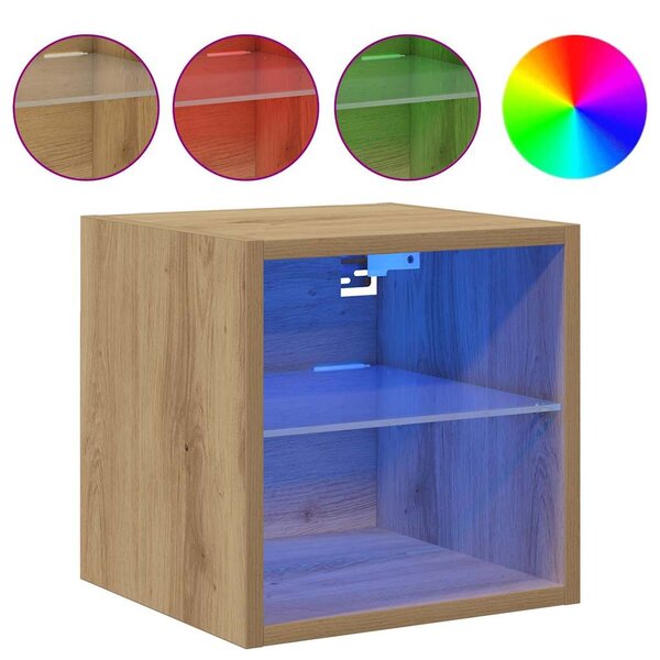 vidaXL Meubles TV muraux lumières LED 2 Pièces chêne artisanal