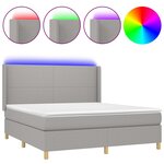 vidaXL Sommier à lattes de lit matelas LED Gris clair 180x200 cm Tissu