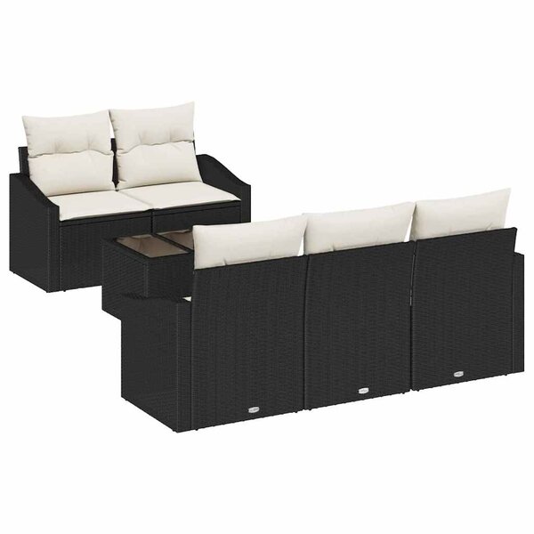vidaXL Ensemble de Canapés avec coussin 6 Pièces Noir et Crème polyrotin
