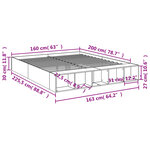 vidaXL Cadre de lit sans matelas gris béton 160x200 cm