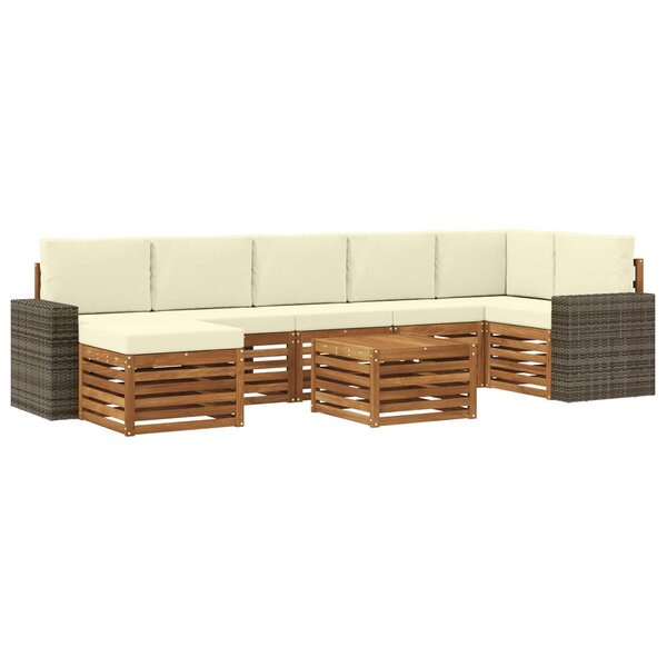 vidaXL Ensemble de canapés d'extérieur 8 Pièces Naturel et Crème