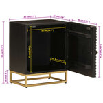 vidaXL Table de chevet noir 40x30x50 cm bois massif manguier et fer