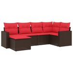 vidaXL Salon de jardin 6 Pièces avec coussins marron résine tressée