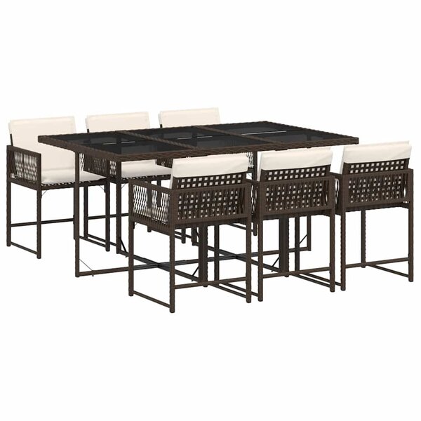 vidaXL Ensemble à manger de jardin et coussins 7 Pièces marron rotin