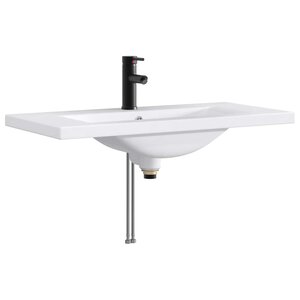 vidaXL Lavabo de salle de bains Noir Mat 81 x 40 x 17 5 cm métal