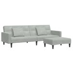 vidaXL Canapé-lit à 2 places avec repose-pied gris clair velours