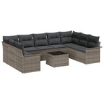 vidaXL Ensemble de canapé de jardin 10 Pièces Gris Poly rotin