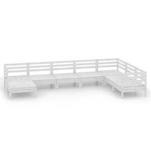 vidaXL Salon de jardin 8 Pièces Bois de pin massif Blanc