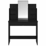vidaXL Table de maquillage avec miroir Chêne noir 96 x 39 x 142 cm