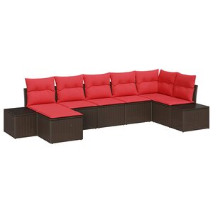 vidaXL Ensemble de canapé de jardin 7 Pièces Marron polyrotin