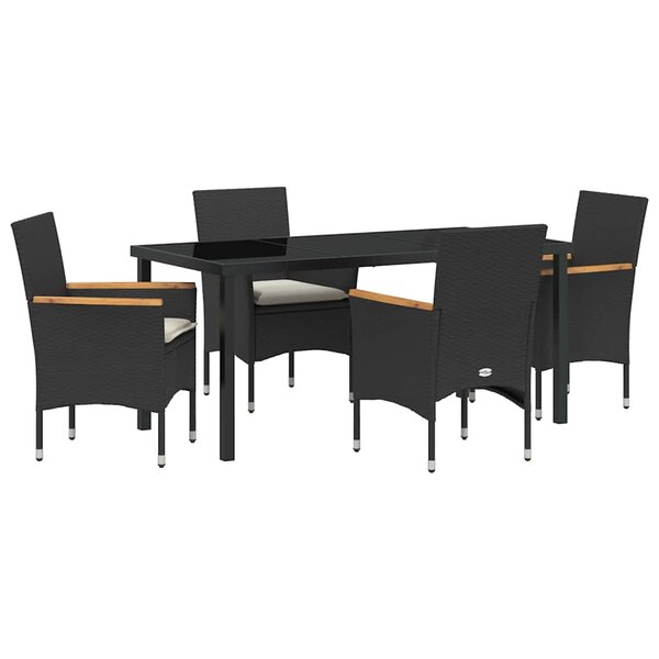 vidaXL Ensemble de salle à manger pour jardin 5 Pièces Noir Poly rotin