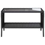 vidaXL Canapé de jardin 2 places coussins et table noir résine tressée