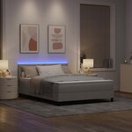 vidaXL Lit à ressorts avec matelas avec LED Taupe 160 x 200 cm tissu