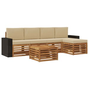 vidaXL Ensemble de canapés d'extérieur 6 pc Naturel et Beige