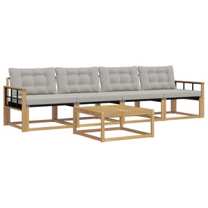 vidaXL Ensemble de canapés d'extérieur 5 Pièces Blanc et gris clair