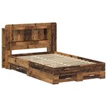 vidaXL Cadre de lit avec rangement Bois ancien 120 x 190 cm