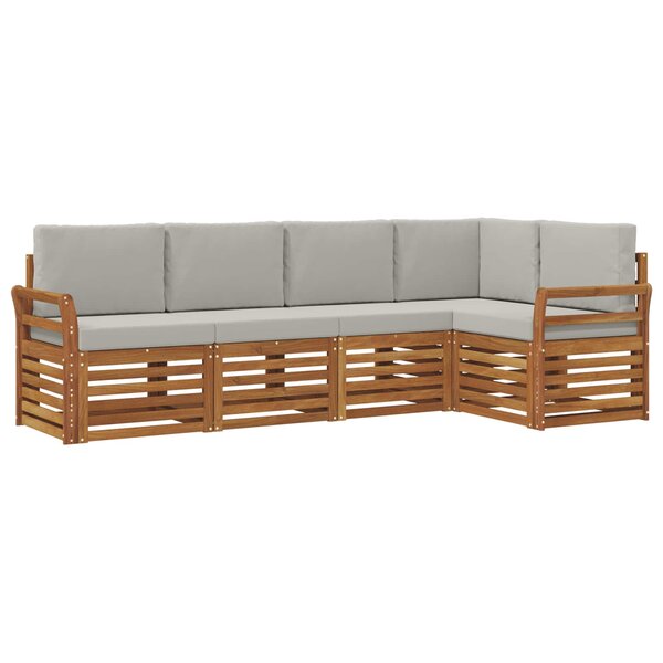 vidaXL Ensemble de canapé d'angle 5 Pièces Gris Naturel et Clair