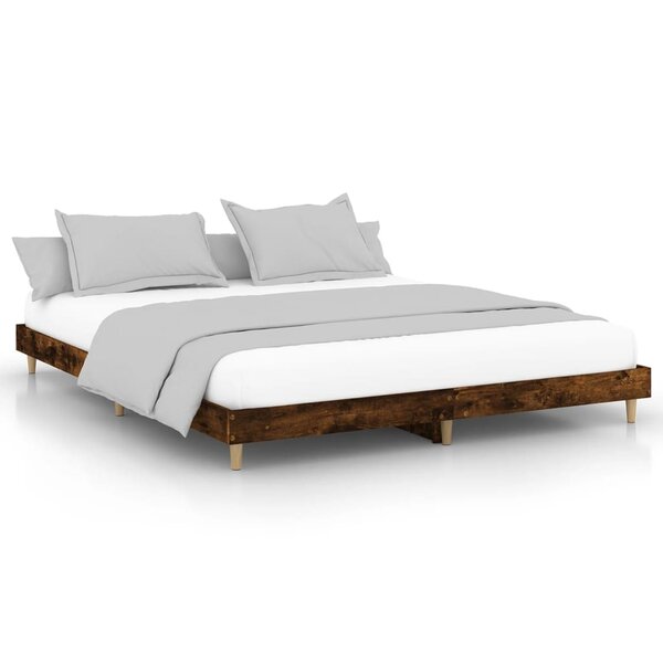 vidaXL Cadre de lit sans matelas chêne fumé 200x200 cm bois ingénierie